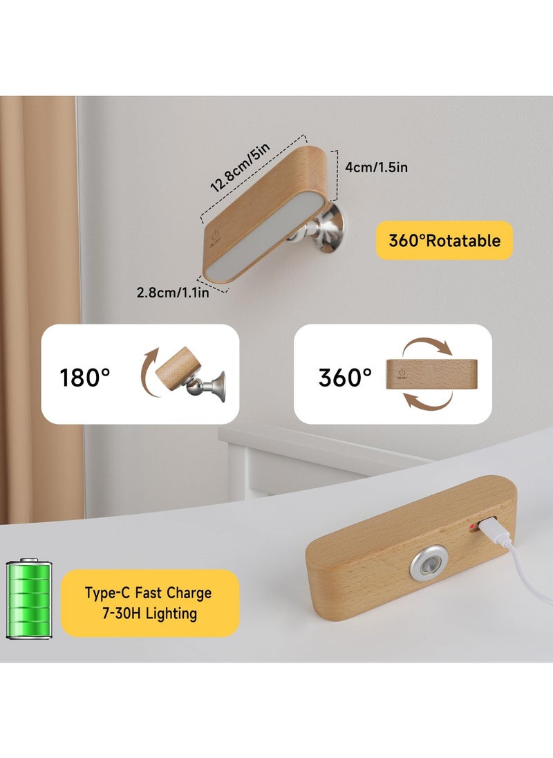 Alruht LED Wall Sconce with Remote Control, Rechargeable Wall Lights, 3 Color Temperatures and 360 Degree Rotation Magnetic Dimmable Wall Lamp Wireless Lighting, No Drilling, for Bedroom  - Image 2