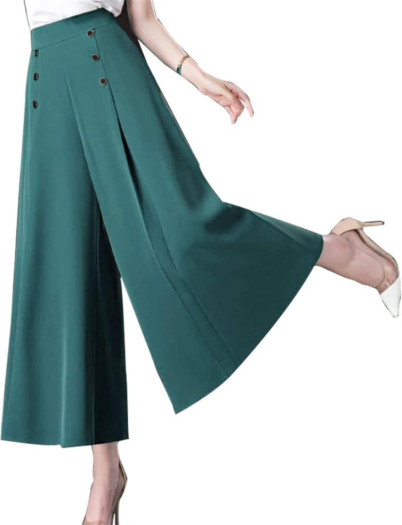 comfrt Kittifly Pants, [Cool and Slim] Stylish Gauchos and Palazzo Pants, Kittifly Widepants-Green||M - Image 1