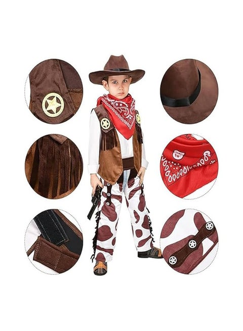 4Pcs Kids Denim Clothes Cowboy Costume Boys Party Dress Up Cosplay Sets Boys Girls Cosplay Dress Up for 5 to 6 years old