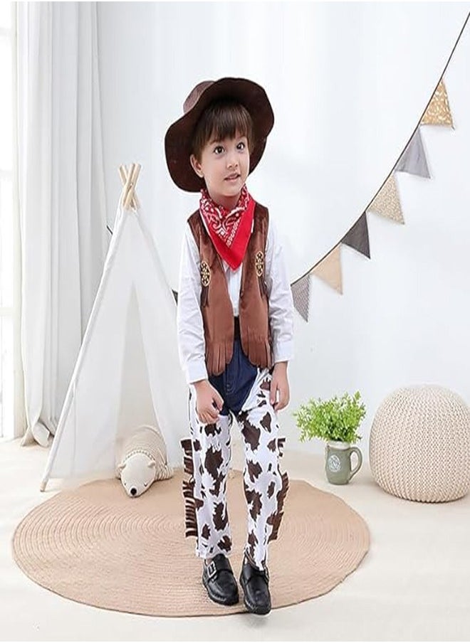 GUDOO - 4Pcs Kids Denim Clothes Cowboy Costume Boys Party Dress Up Cosplay Sets Boys Girls Cosplay Dress Up for 5 to 6 years old - Image 1