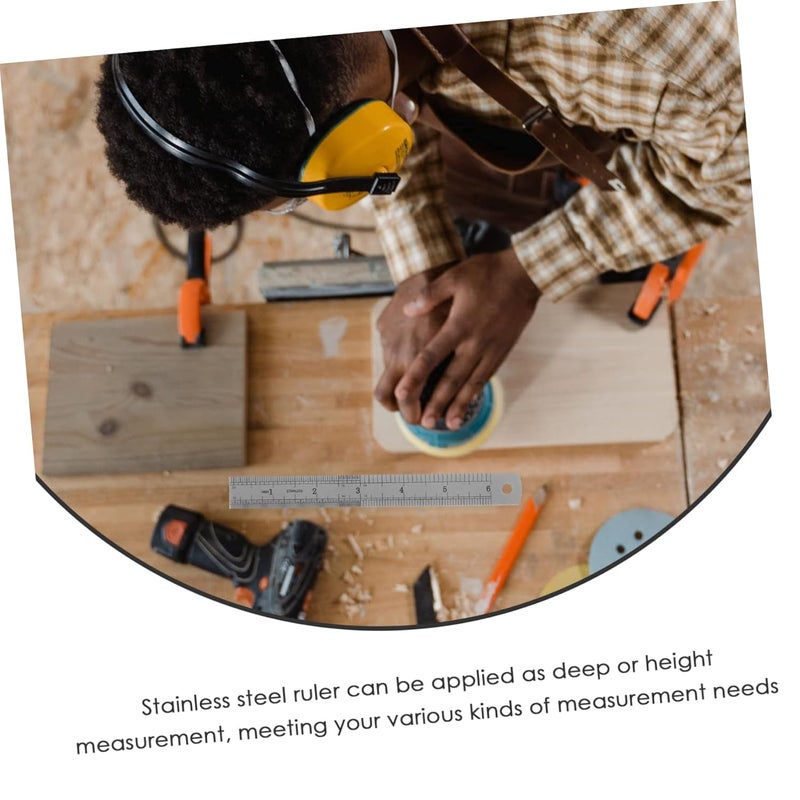 مسطرة من الفولاذ المقاوم للصدأ مع مانع 12 بوصة أداة قياس دقيقة للنجارة - Image 4