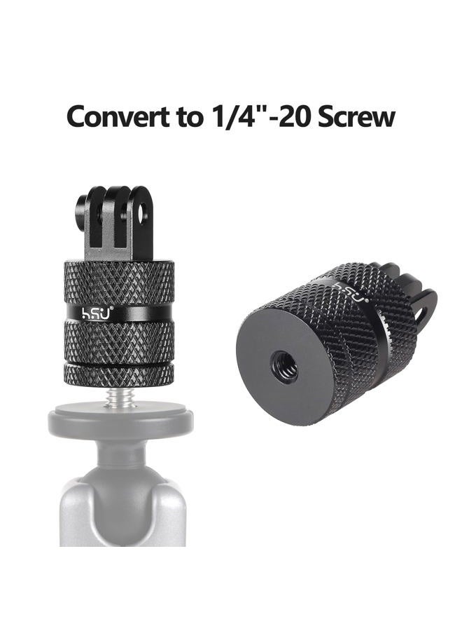 HSU 360 Degree Tripod Adapter for GoPro, Aluminum Alloy Mounts for Hero 12/11/10/9/8/7/6/5/4/3 Action Cameras - Image 3