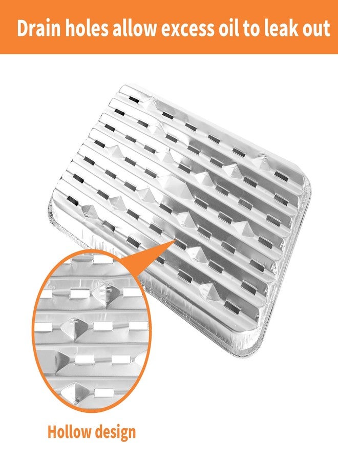YEUIKERR 40 Pack Disposable Broiler Pans with Holes, 13.4 x 9 x 0.7 inch Aluminum Foil Grill Pans for Oven, Baking, BBQ, Takeout, Meal Prep - Image 3