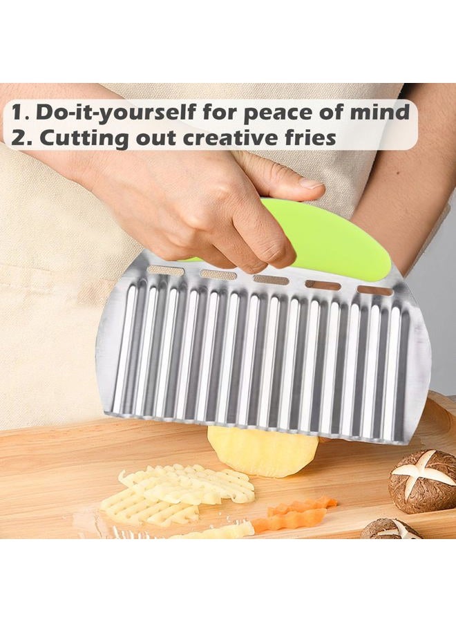 JAYVAR Large Crinkle Cutter French Fry Cutter, Large Wave Slicer Potato Wavy Chopper, Stainless Steel Vegetable Crinkle Cutting Onion Chopping Tool with Handle for Cucumber, Kitchen Dicer Gadgets - Image 2