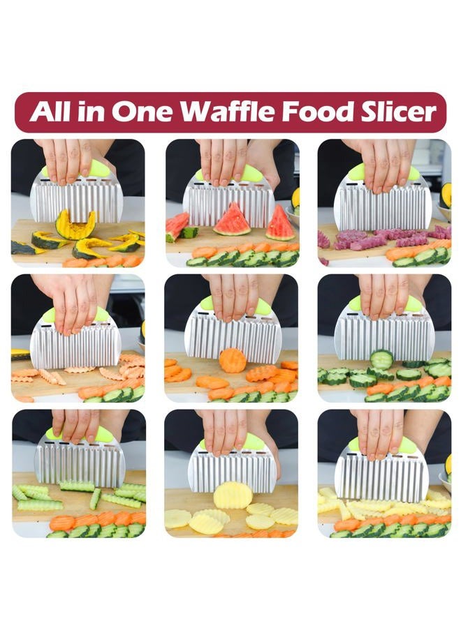 JAYVAR Large Crinkle Cutter French Fry Cutter, Large Wave Slicer Potato Wavy Chopper, Stainless Steel Vegetable Crinkle Cutting Onion Chopping Tool with Handle for Cucumber, Kitchen Dicer Gadgets - Image 4