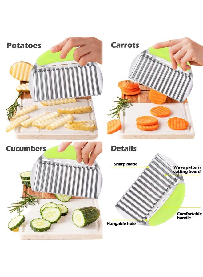 JAYVAR Large Crinkle Cutter French Fry Cutter, Large Wave Slicer Potato Wavy Chopper, Stainless Steel Vegetable Crinkle Cutting Onion Chopping Tool with Handle for Cucumber, Kitchen Dicer Gadgets - Image 3
