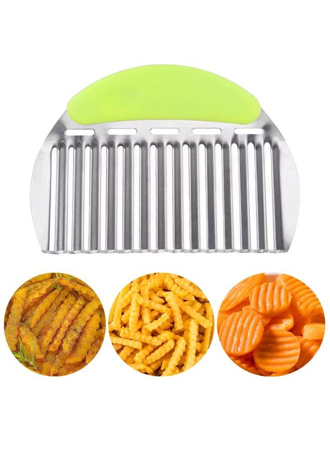 JAYVAR Large Crinkle Cutter French Fry Cutter, Large Wave Slicer Potato Wavy Chopper, Stainless Steel Vegetable Crinkle Cutting Onion Chopping Tool with Handle for Cucumber, Kitchen Dicer Gadgets - Image 1