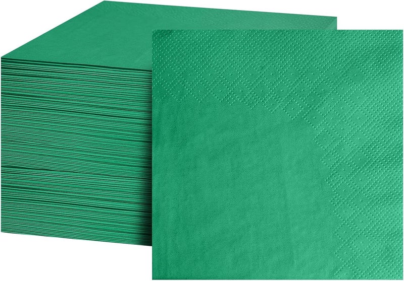 FLOWERCAT 100-Count 2-Ply Dark Green Napkins - Green Napkins Disposable Premium Quality - 5" x 5" Green Paper Napkins for Easter Party & St. Patrick's Day,Bar,Weddings,Birthday - Image 1