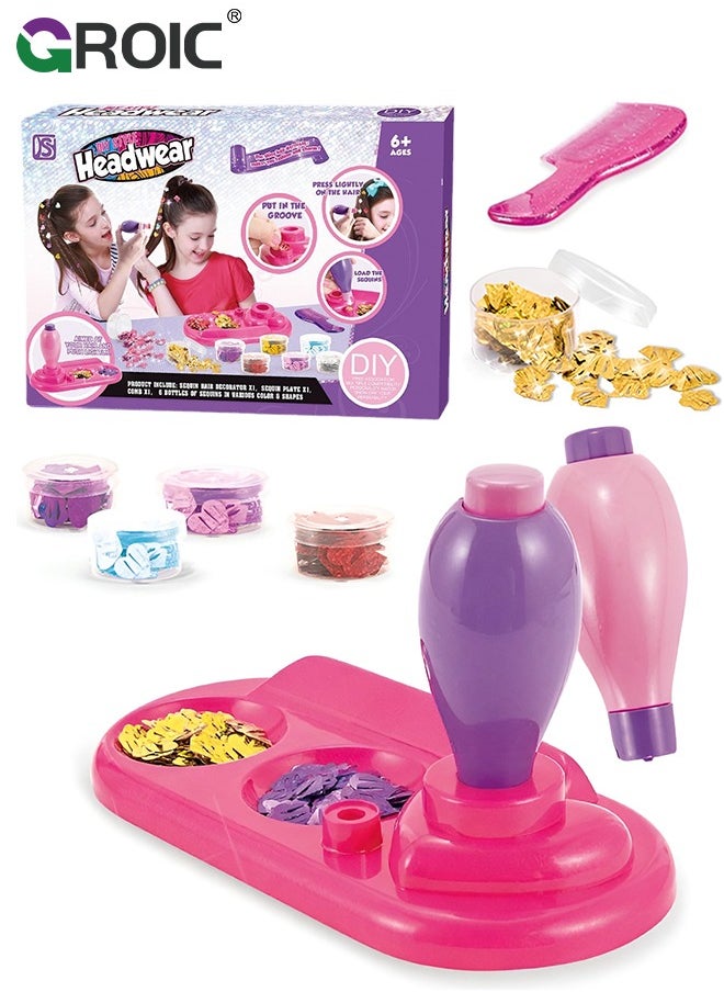 GROIC Hair Glitter Sequins Kit, Hair Decorative Set, Blinger Ultimate Set Dressing Toy, Hair Bedazzler with Glitter Sequin Snap Patch, Stamper, and Stapler Tool for Quick and Easy Hair Decorative  - Image 1