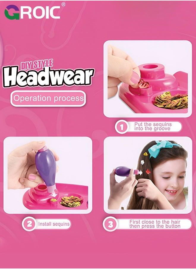 GROIC Hair Glitter Sequins Kit, Hair Decorative Set, Blinger Ultimate Set Dressing Toy, Hair Bedazzler with Glitter Sequin Snap Patch, Stamper, and Stapler Tool for Quick and Easy Hair Decorative  - Image 3