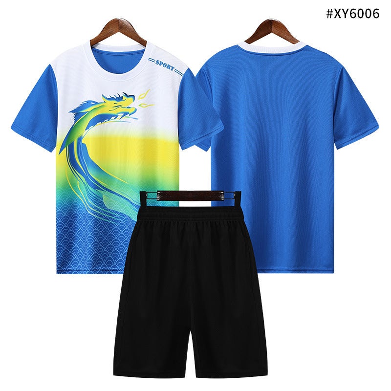Dragon Pattern Dragon Boat Suit Adult Suit Dragon Boat Race Sports Short-Sleeved Gradient Quick-Drying Team Training Team Uniform Printing - Image 1