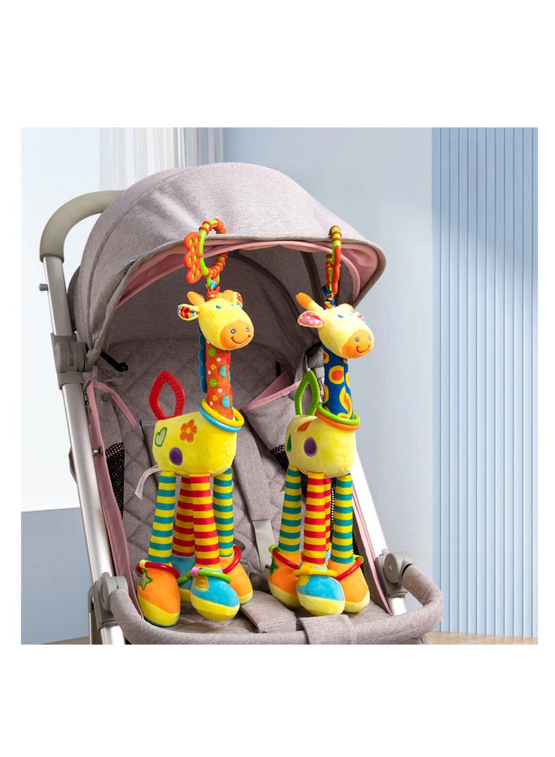 NOVOLAN Car Seat Toys, Hanging Baby Toys, Stroller Toys Baby Rattles 0-11 Months for Baby Stroller Colorful Animal Bell Rattle for Infants Sensory Toys Soft Baby Musical Toys - Image 3