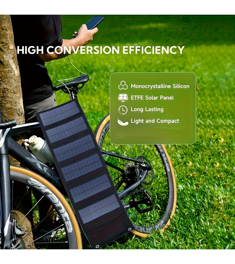 1pc USB Solar Panel Kit Foldable Power Bank For Outdoor Camping Mountaineering Mobile Phone Charger Picnics Cycling Fans Flashlights Solar Panel Model 1 - Image 5