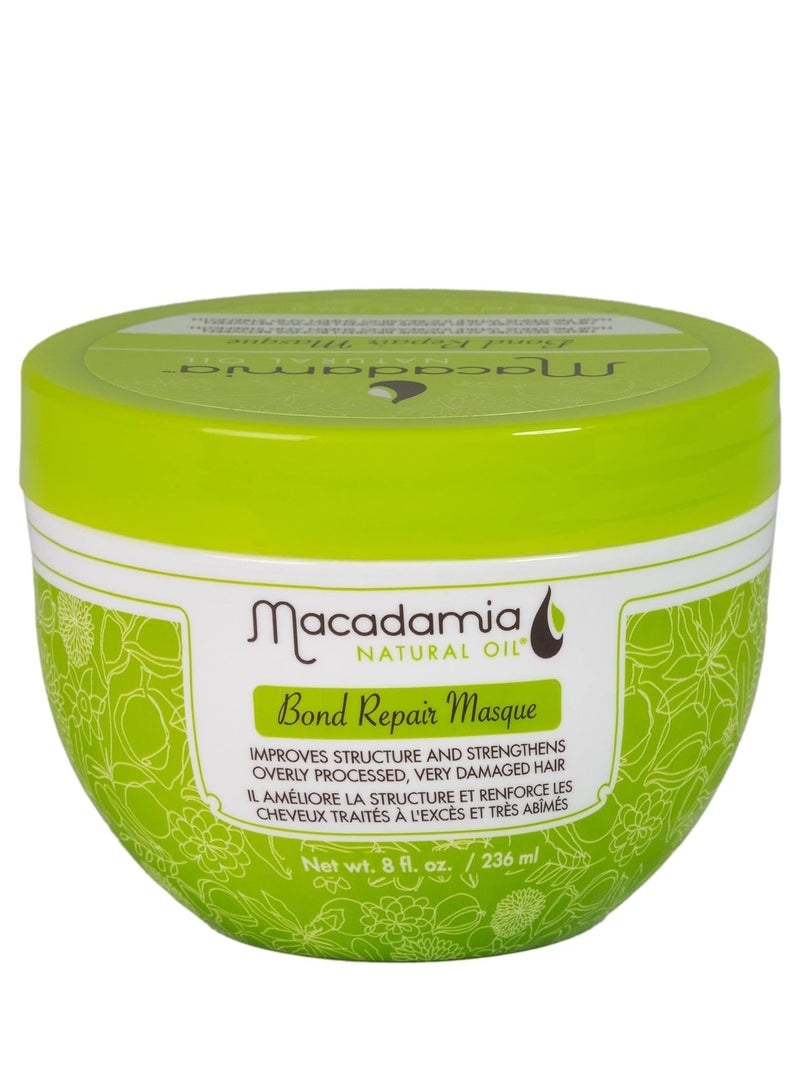 Macadamia Natural قناع إصلاح الروابط بزيت المكاديميا الطبيعي، الأحماض الأمينية المخمرة، زيت المكاديميا، زيت الأرجان، زيت عباد الشمس يساعد على إحياء وتقوية الشعر التالف والمُعالَج بشكل مفرط 236 - Image 1