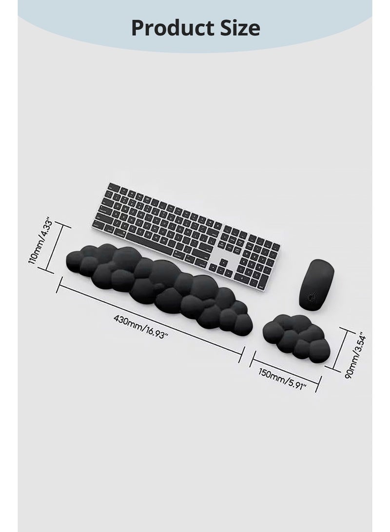 YUJA Keyboard Cloud Wrist Rest Set, PU Memory Foam Non-Slip Cloud Wrist Rest, Soft and Elastic, Ergonomic Keyboard Mouse Wrist Support for Typing Pain Relief, Home Office, Laptop and Computer Use (Black) - Image 4