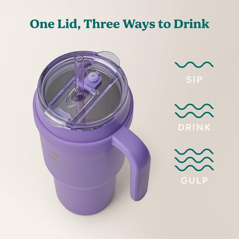 Reduce 40 oz Stainless Steel Tumbler with Handle - Dual-Wall Vacuum Insulated Travel Mug  Sweat-Proof Lid & Reusable Straw - Keeps Drinks Cold for 24 Hrs  Fits Cupholders  Dishwasher Safe-Purple Punch - Image 4