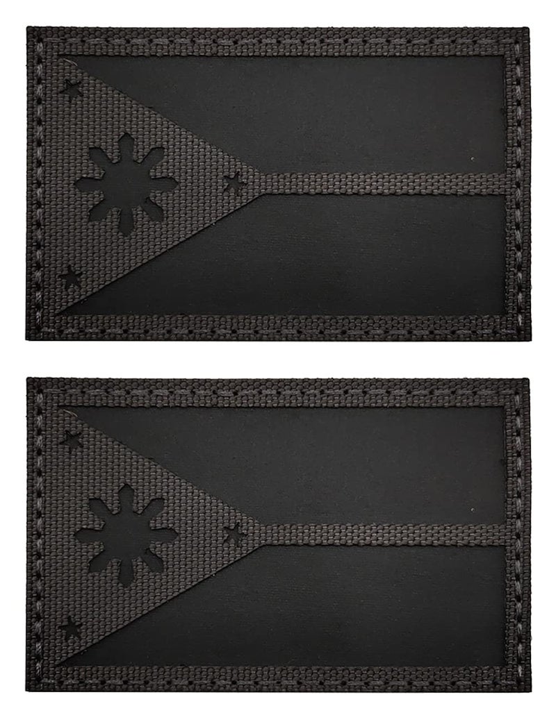 2 PCS AliPlus Philippines Flag Patches IR Infrared Reflective Patches Laser Cut Patch Tactical Morale Patch Hook and LoopGrey