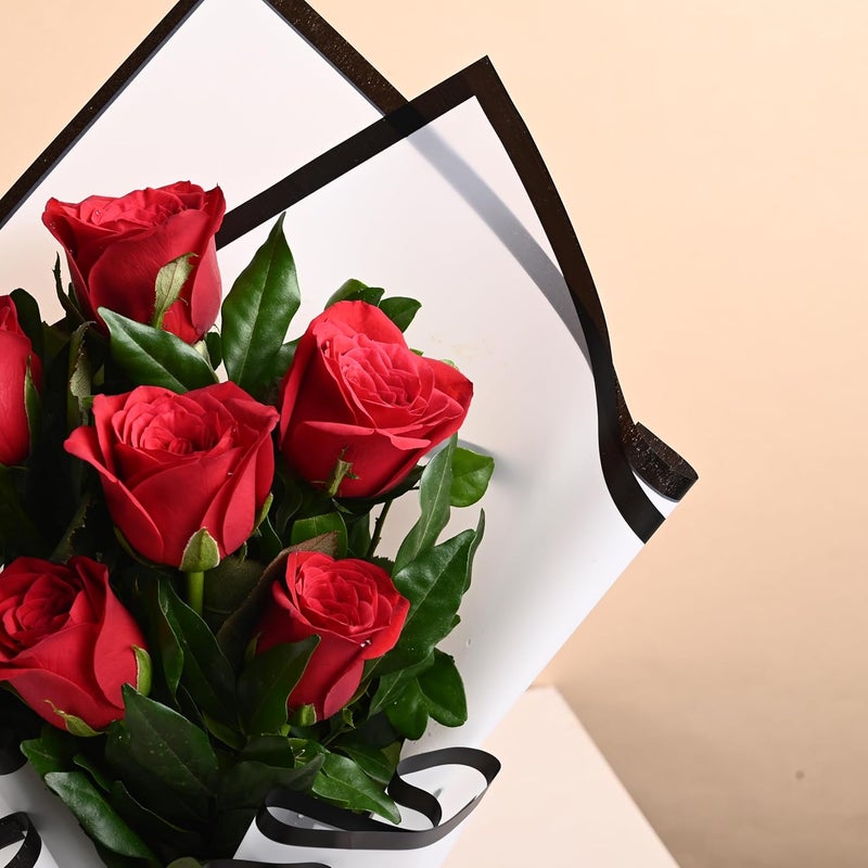 Floweraura FlowerAura Fresh Live Flower Bouquet of 6 Red Roses In Premium Packing For Birthday Gift Anniversary Gift Wedding Gift Congratulations Gift Gift For Special Occasions Same Day Delivery  - Image 5