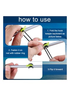 SYOSI Fishing Lure Bait Holder, Fishing Rod Hook Holder Fishing Lure Bait Keeper, with 2 Size Elastic Rubber Rings for Fishing Tackle Worm Saltwater for Worm Hooks and Treble Hook ABS Material(30 Pieces)  - Image 3