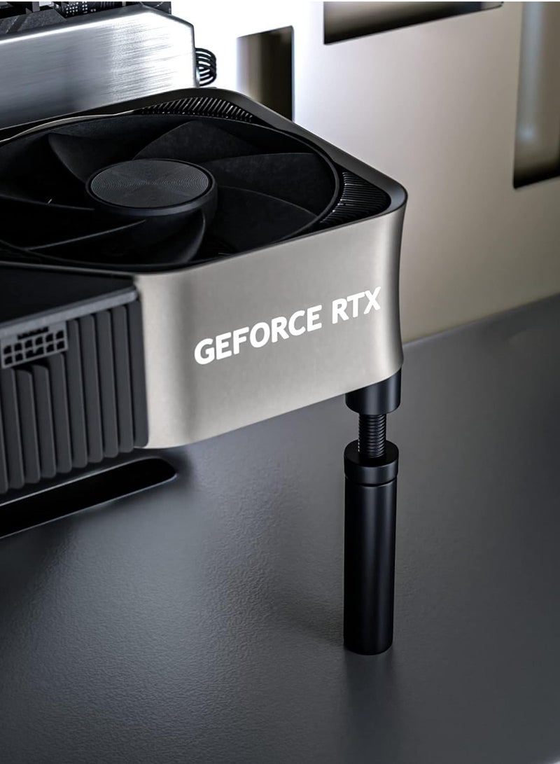 Graphics Card GPU Bracket Holder, Adjustable Height Support Jack Stand Design, Stronger Magnet Along With Silicone Pad, Anodized Aluminum, Telescopic Screw Design - Image 2