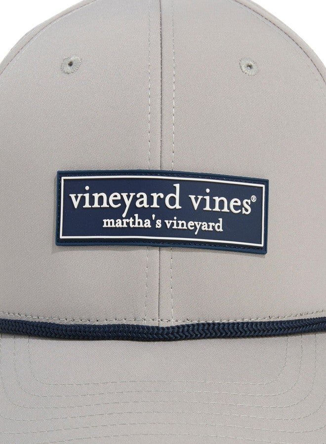 Vineyard Vines Rubber Patch Logo Box Performance Baseball Hat, Ultimate Gray, onesz - Image 3