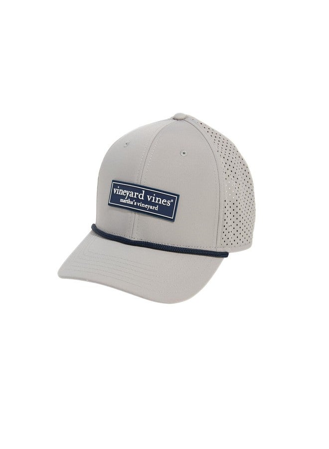 Vineyard Vines Rubber Patch Logo Box Performance Baseball Hat, Ultimate Gray, onesz - Image 1