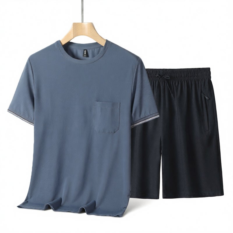 Men's Summer Casual Short Sleeve T-Shirt and Shorts Set Two-Piece Outfit