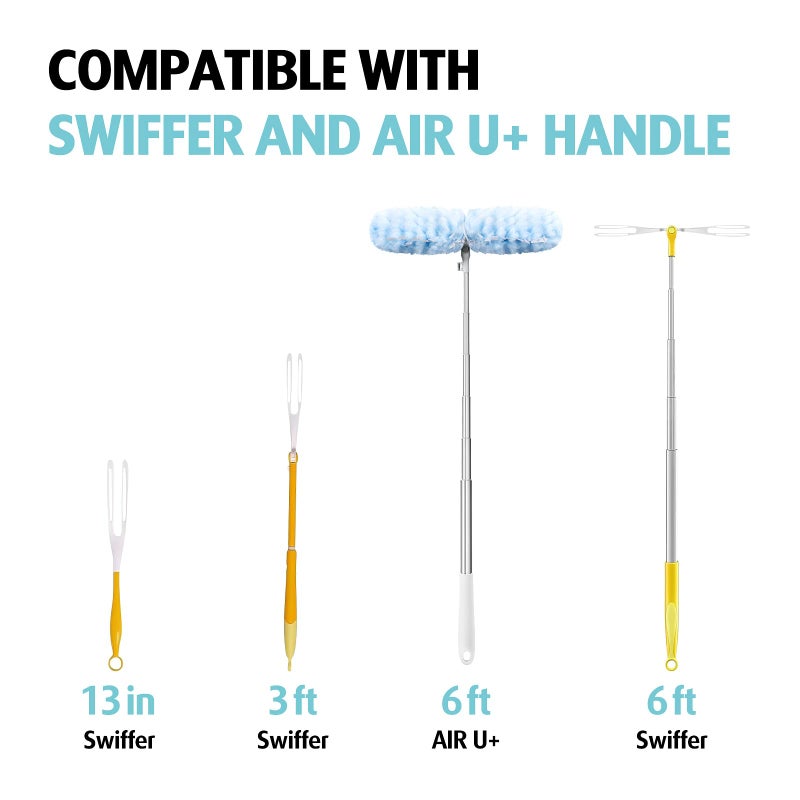 AIR U+ 6 ft Extendable Duster Handle with 20 Refills, Compatible with Swiffer, Disposable Microfiber Dusting Pads for Home Cleaning, Ceiling, Fan, Window, Hard-to-Reach Areas - Image 5