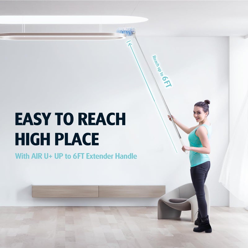 AIR U+ 6 ft Extendable Duster Handle with 20 Refills, Compatible with Swiffer, Disposable Microfiber Dusting Pads for Home Cleaning, Ceiling, Fan, Window, Hard-to-Reach Areas - Image 2