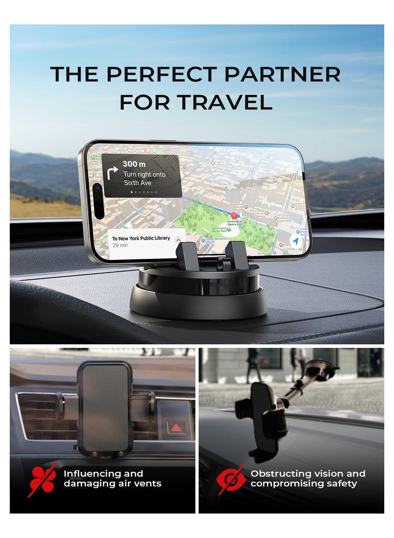 SYOSI Car Phone Holder Mount Dashboard, 360° Rotatable Dashboard Cell Phone Holder, Multifunctional Phone Mount for Car, Universal Car Phone Mount Phone Compatible with i-Phone 15 Pro Max/14/13/12 - Image 2