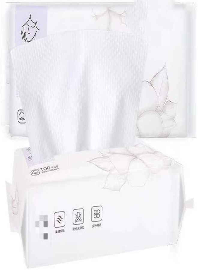 SYOSI Disposable Face Towel, 1 Pack  Super Soft Cotton Tissue Dry Wet Dual Use Newborn Cotton Facial Tissue for Baby, Suit for Sensitive Skin, Deeply Cleansing Make Up Wipes, Face Wipes, Facial Cleansing - Image 1