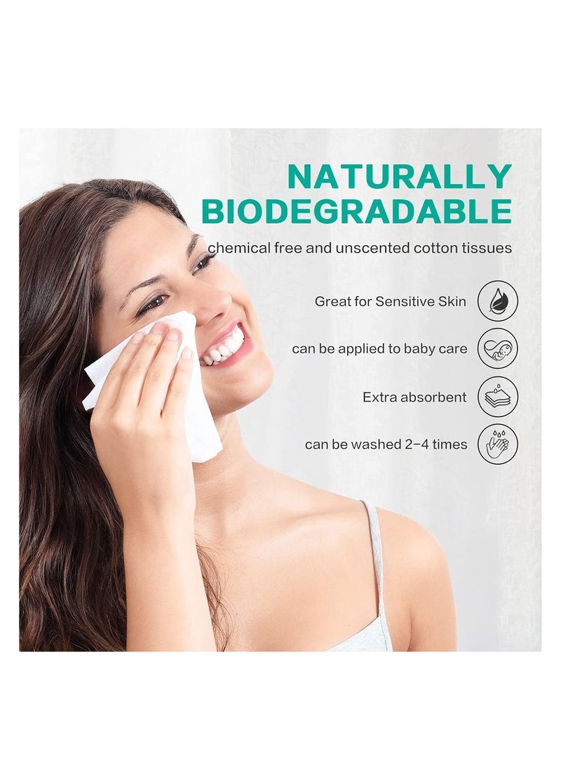 SYOSI Disposable Face Towel, 1 Pack  Super Soft Cotton Tissue Dry Wet Dual Use Newborn Cotton Facial Tissue for Baby, Suit for Sensitive Skin, Deeply Cleansing Make Up Wipes, Face Wipes, Facial Cleansing - Image 2