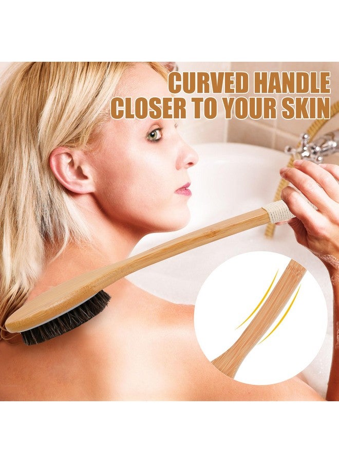 OWIIZI Horsehair Bath Brush Bamboo Curved Long Handle Antiskid Body Brush For Exfoliating, Natural Mane Shower Scrubber For Back Use Wet Or Dry,Back Scrub Deep Cleanse-17.9Inches - Image 4