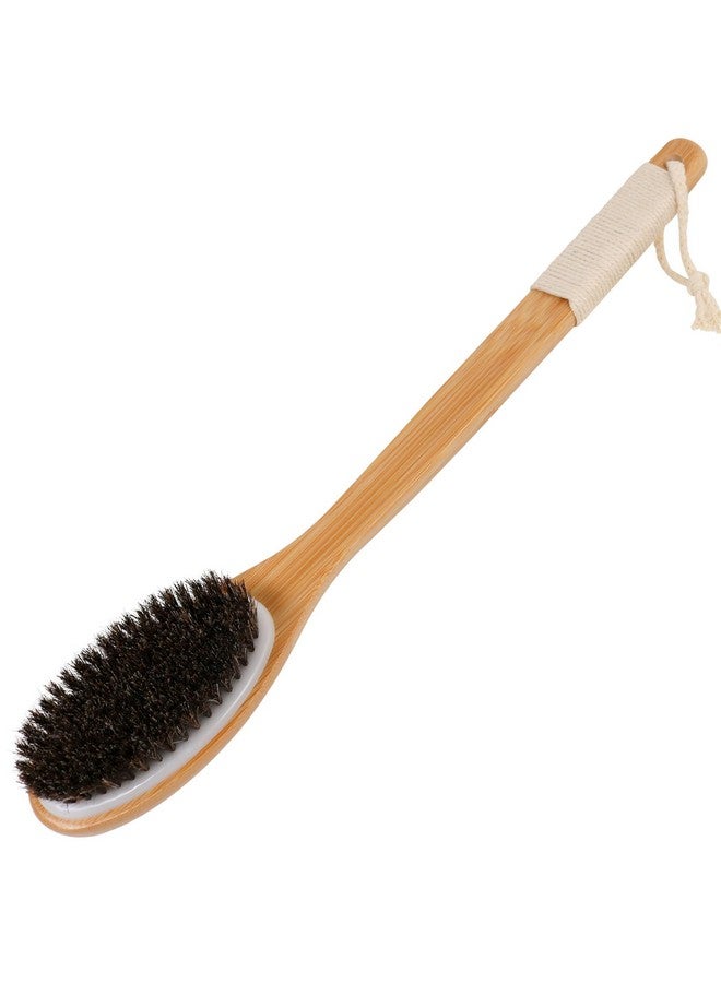 OWIIZI Horsehair Bath Brush Bamboo Curved Long Handle Antiskid Body Brush For Exfoliating, Natural Mane Shower Scrubber For Back Use Wet Or Dry,Back Scrub Deep Cleanse-17.9Inches - Image 2