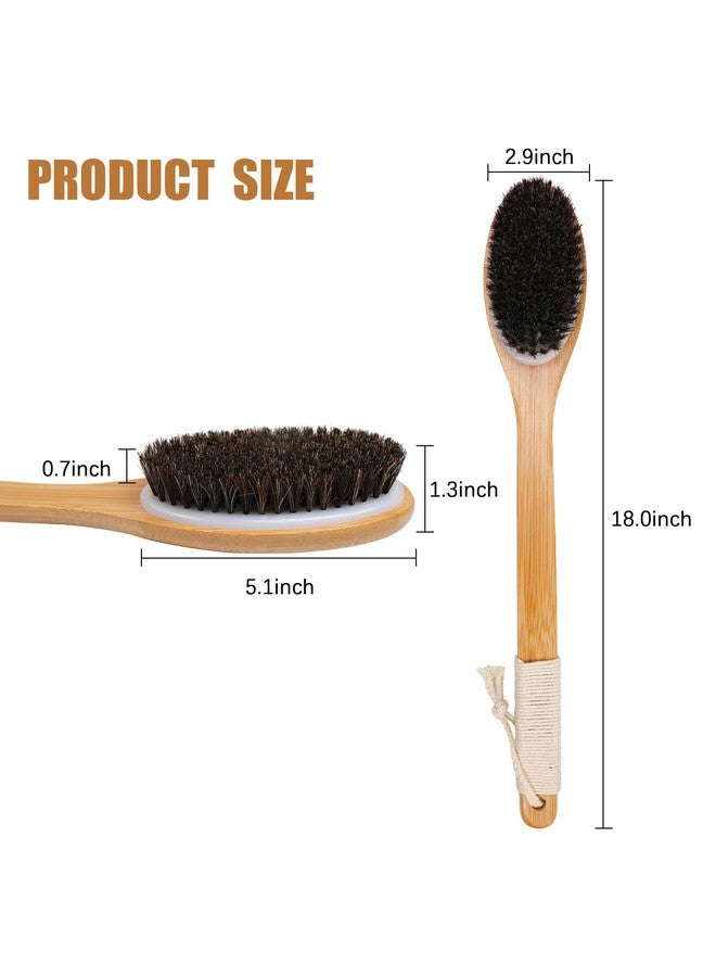 OWIIZI Horsehair Bath Brush Bamboo Curved Long Handle Antiskid Body Brush For Exfoliating, Natural Mane Shower Scrubber For Back Use Wet Or Dry,Back Scrub Deep Cleanse-17.9Inches - Image 3