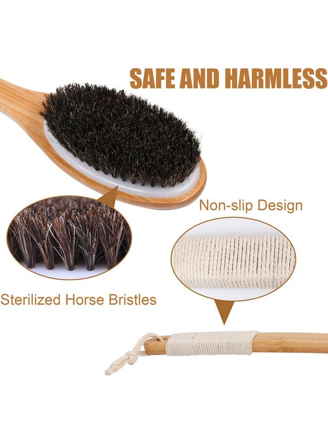 OWIIZI Horsehair Bath Brush Bamboo Curved Long Handle Antiskid Body Brush For Exfoliating, Natural Mane Shower Scrubber For Back Use Wet Or Dry,Back Scrub Deep Cleanse-17.9Inches - Image 5