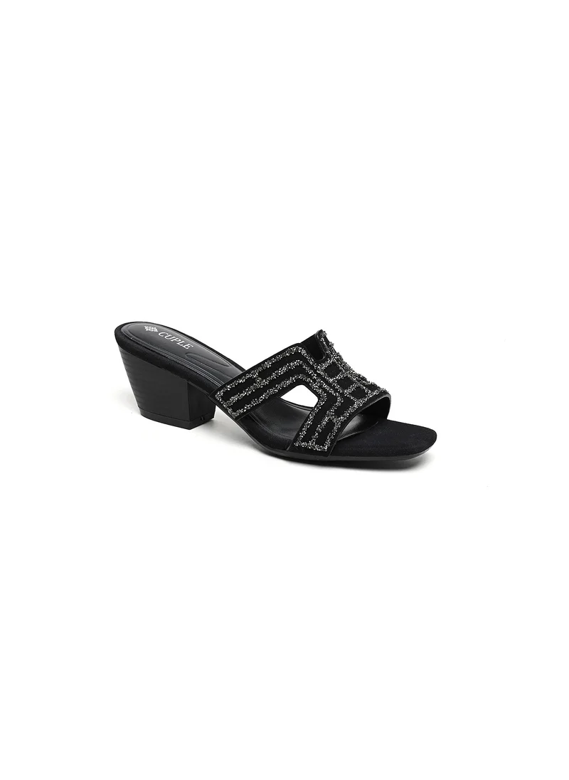 Cuple heeled sandals with jeweled strap