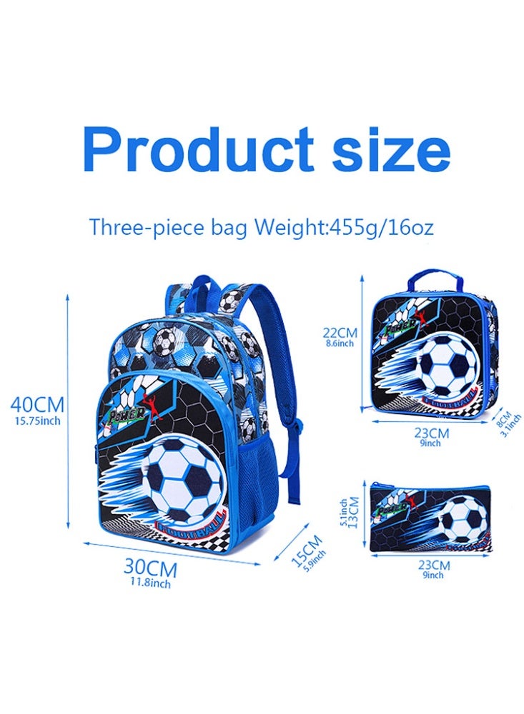 JCB CHIC مجموعة من 3 قطع حقائب ظهر للأطفال، حقيبة كتب للأطفال مع حقيبة ظهر وصندوق غداء ومجموعة أقلام رصاص. حقيبة مدرسية ثلاثية الأبعاد للأطفال والمراهقين في المرحلة الابتدائية - Image 2