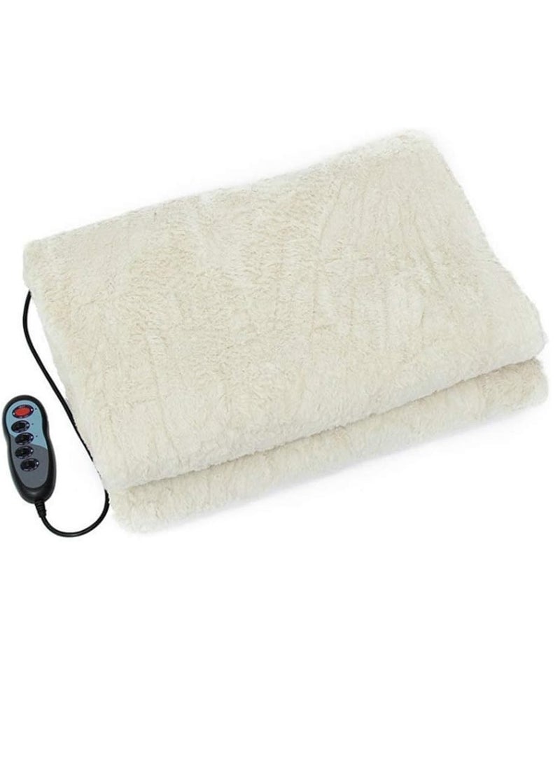إسكدنيا حصيرة تدليك الجسم الكاملة مع 9 درجات حرارة سهلة التخزين ولها جهاز تحكم ولها وجهين، موصل بسلك كهربي، ابيض - Image 5