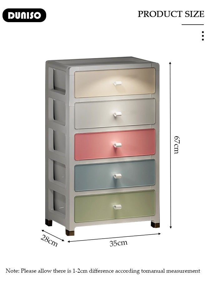 DUNISO Drawer Storage Cabinet Organizer,Storage Cabinet Drawer Plastic Containers Box  with 4 Wheels，Multi-Color 5-Tier Drawers 35CM Wide Cabinet Drawer Multipurpose Mix Drawers for Kitchen, Bathroom, Bedroom, Office  - Image 2