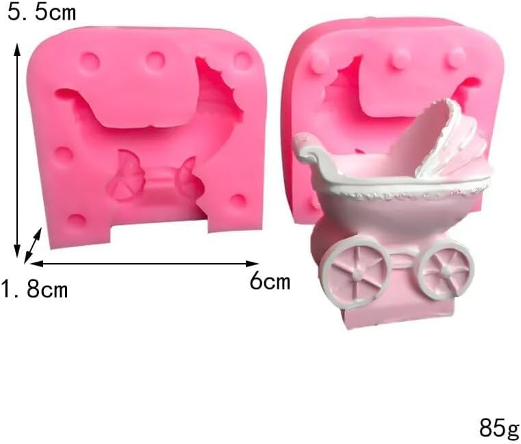 RKPM HOMES RKPM HOMES Baby Stroller Chocolate Fondant Mold I 3D Baby Pram Carriage Silicone Cupcake Mould I for DIY Handmade Sugarcraft Cake Dcor Polymer Clay Candy Gummy Cookies Muffin Resin Wax Making Small  - Image 2