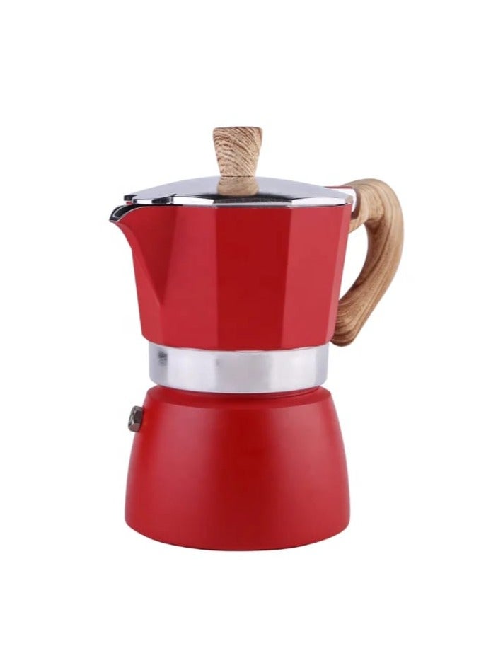 Liying Stovetop Espresso Maker Moka Pot (3cup), Leak-Proof, Perfect for Authentic Cuban & Italian Style Espresso (RED)  - Image 1