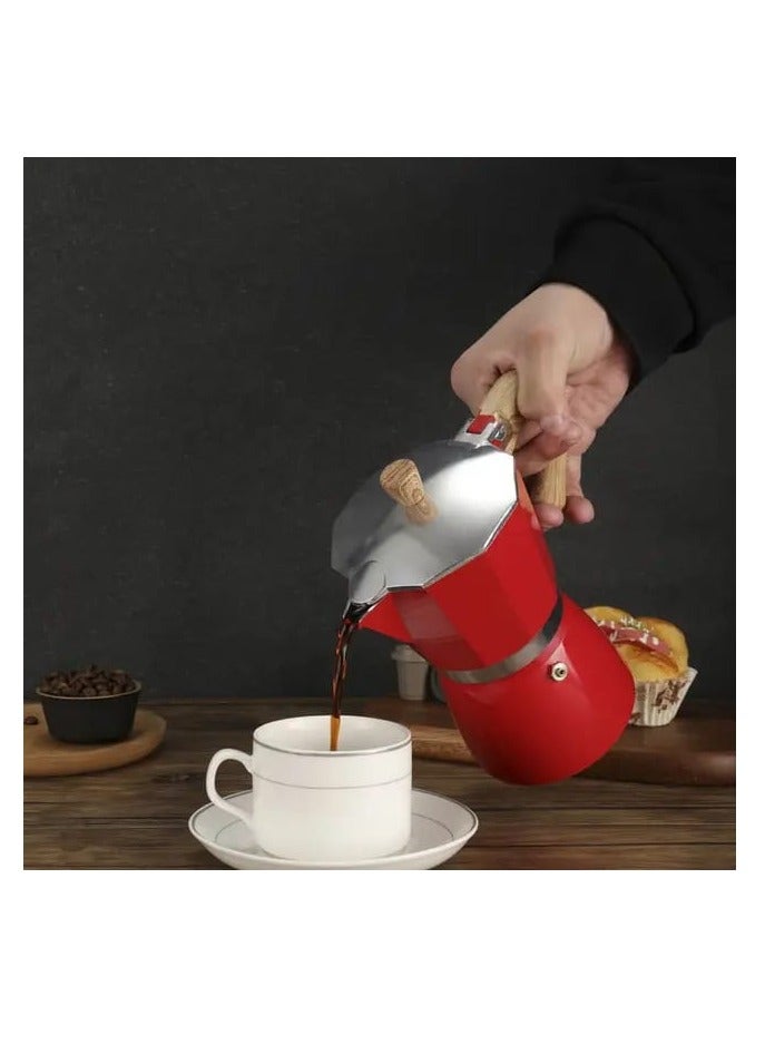 Liying Stovetop Espresso Maker Moka Pot (3cup), Leak-Proof, Perfect for Authentic Cuban & Italian Style Espresso (RED)  - Image 2