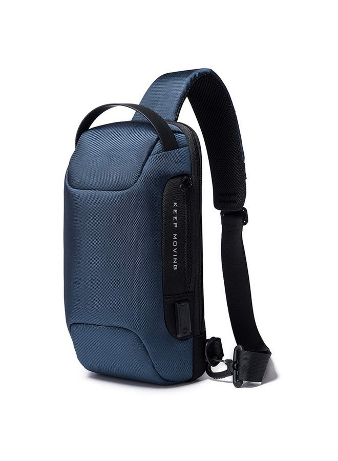 BANGE Unisex Multifunctional Anti-thief Polyester Sling Bag with USB Charging (Blue) - Image 1
