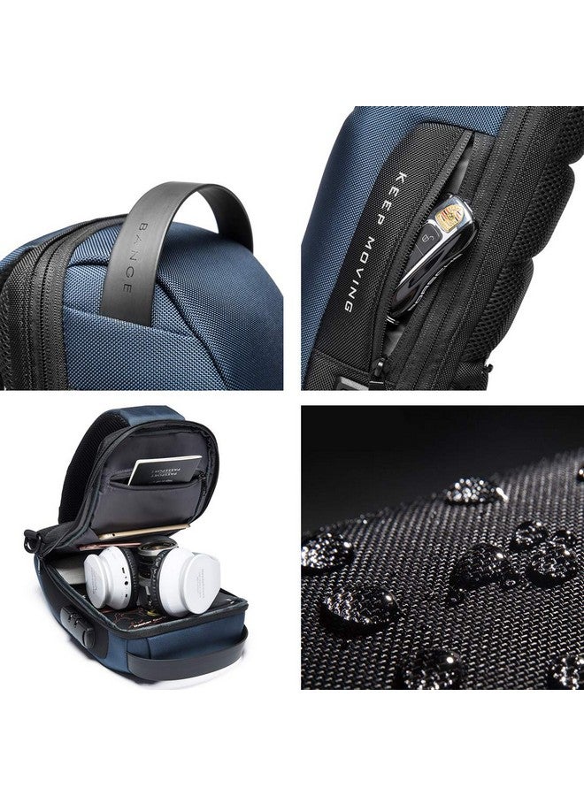 BANGE Unisex Multifunctional Anti-thief Polyester Sling Bag with USB Charging (Blue) - Image 5