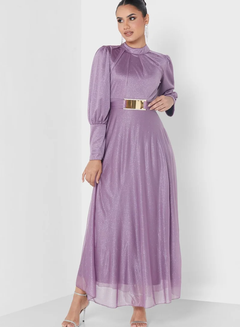 Khizana Shimmer Belted Dress