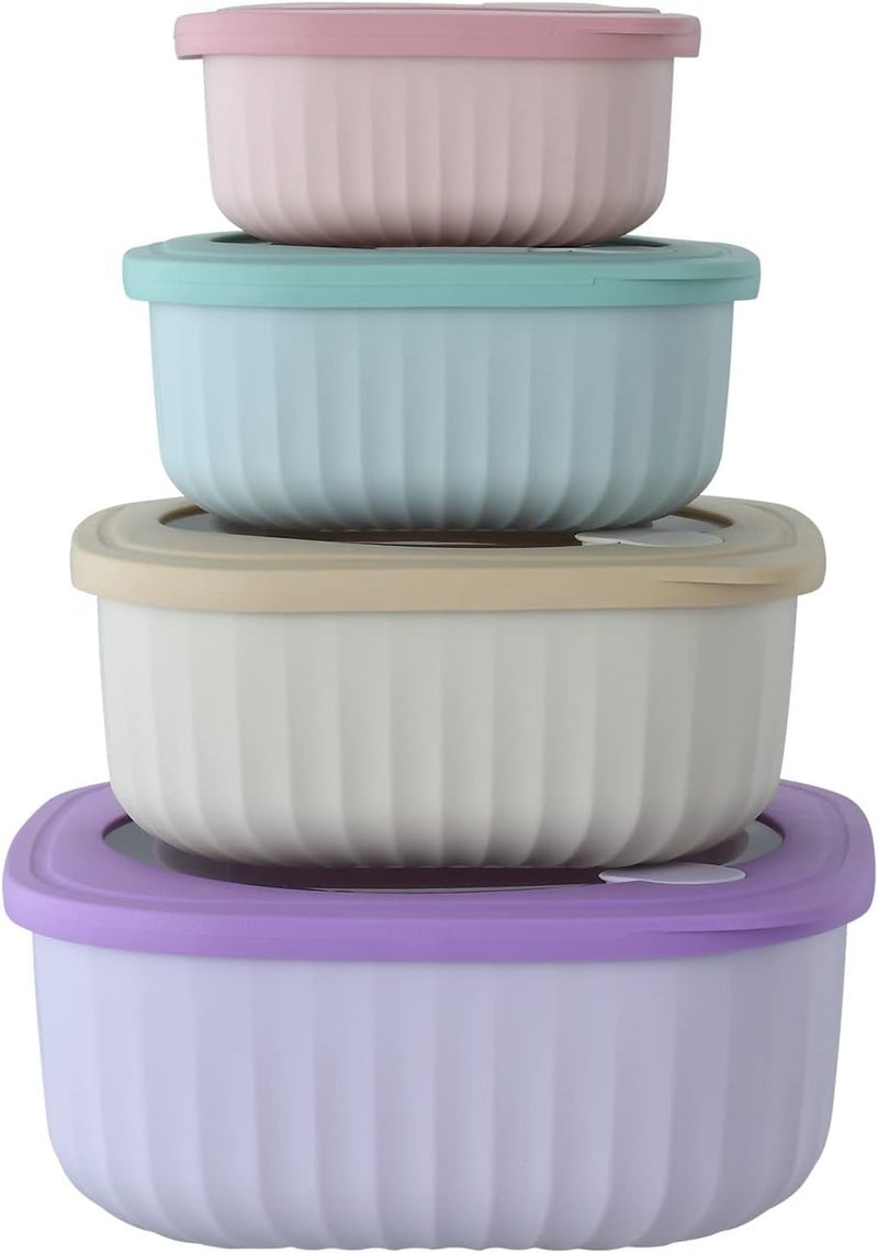 AMPLIN Leakproof Food Storage Container with Lids Plastic Fresh Storage Bowl Set of 4 BPAfree Meal Prep Contaienrs for Microwave Freezer Dishwasher Safe Food Storage - Image 1