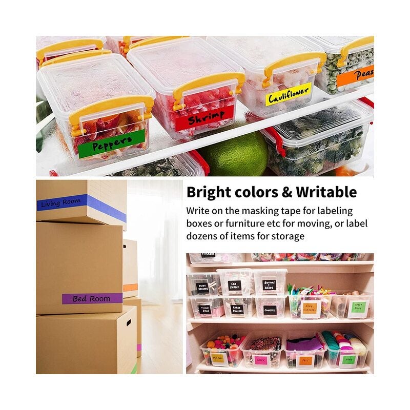 Colored Masking Tape, Color Painters Tape, 9 Rolls 1 inch Wide x 14 Yards Each, Colorful Paper Tapes Colors for Labeling Packing, Painter Tape Variety Pack, Craft Tape - Image 5