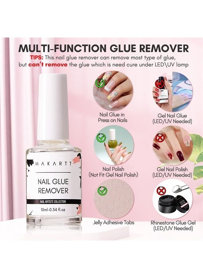 MAKARTT - Instant Nail Glue Remover for Press on Nails, 0.34oz Glue Off for Strong Nail Glue Nail Polish, Debonder Nail Tips Acrylic Nails Fake Nails Adhesive Acetone Free, Can't Remove Gel Nail Polish - Image 1