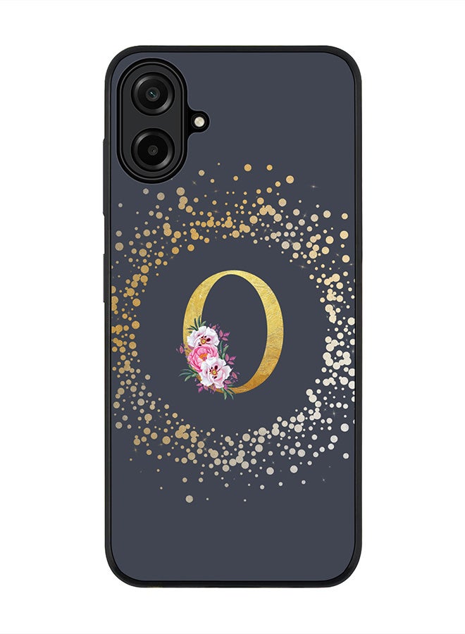 For Samsung Galaxy A07 4G Case,Slim fit Camera Protection, Shockproof Thin Phone cover  - Custom Monogram Floral - O  (Grey )